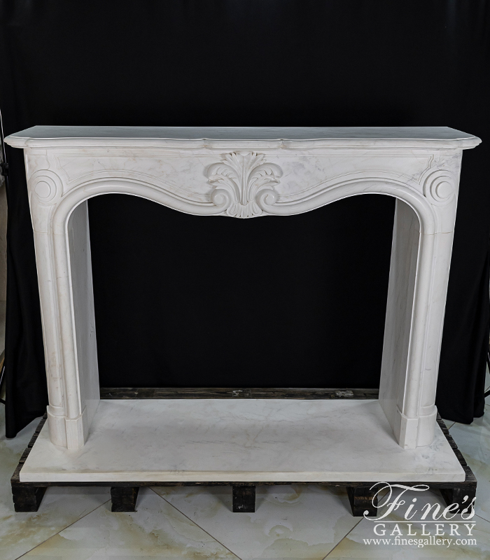 Marble Fireplaces  - Elegant Statuary White Marble Fireplace - MFP-2052